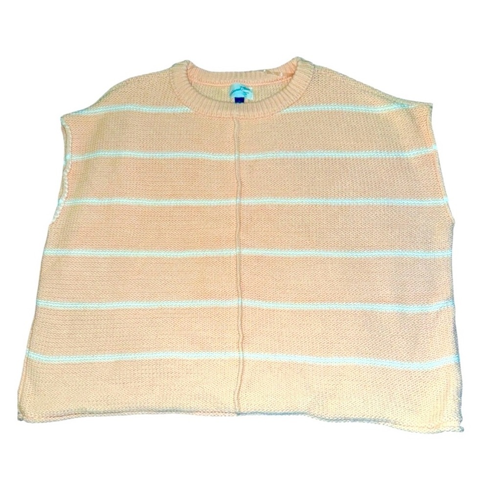 Universal Thread Striped Sweater Vest Sleeveless Knit Tank Top Peach L - Picture 2 of 6